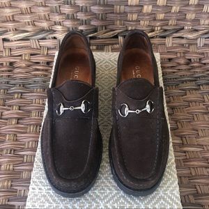 Gucci Brown Suede Horsebit Loafers 7.5